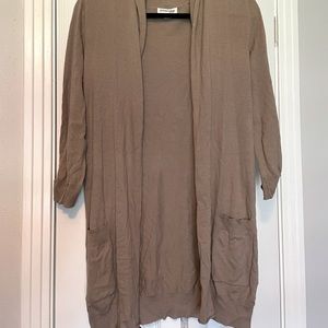 Small, cocoa/beige St. John’s Bay cardigan.